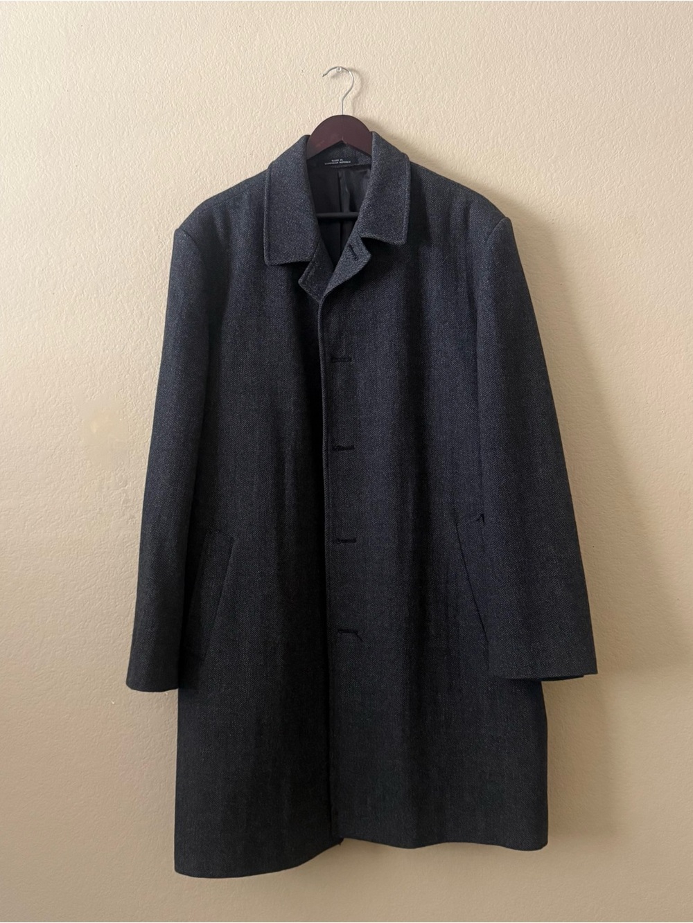 London Fog Charcoal Wool-Blend Trench Coat